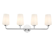 Celino 4-Light White Glass Bath Vanity Light in Polished Chrome