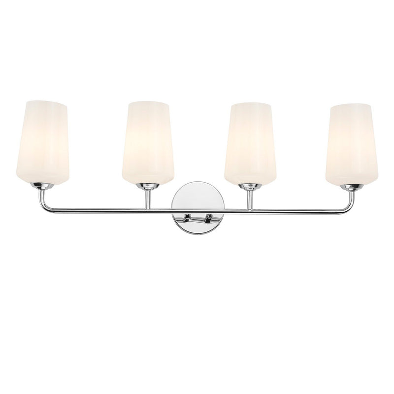 Celino 4-Light White Glass Bath Vanity Light in Polished Chrome