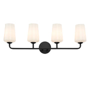 Celino 4-Light White Glass Bath Vanity Light in Black