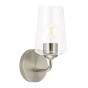 Celino Clear Glass Wall Sconce in Brushed Nickel