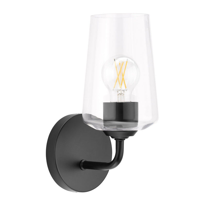 Celino Clear Glass Wall Sconce in Black
