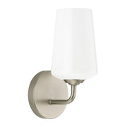 Celino White Glass Wall Sconce in Brushed Nickel