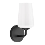 Celino White Glass Wall Sconce in Black
