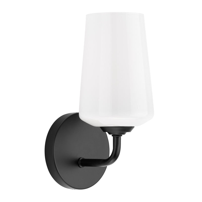 Celino White Glass Wall Sconce in Black