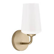 Celino White Glass Wall Sconce in Champagne Bronze