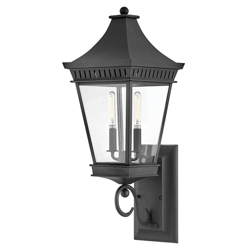 Chapel Hill Large 2-Light Outdoor Wall Lantern in Museum Black