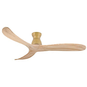 Swell Flush 60" Outdoor Smart Ceiling Fan in Heritage Brass / Natural