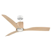 Sven 54" Outdoor Smart Ceiling Fan with Light in Matte White / Natural