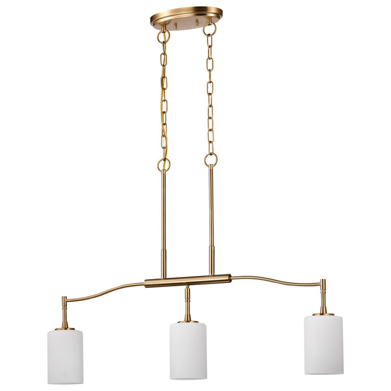 Liam 3-Light Linear Pendant in Burnished Brass