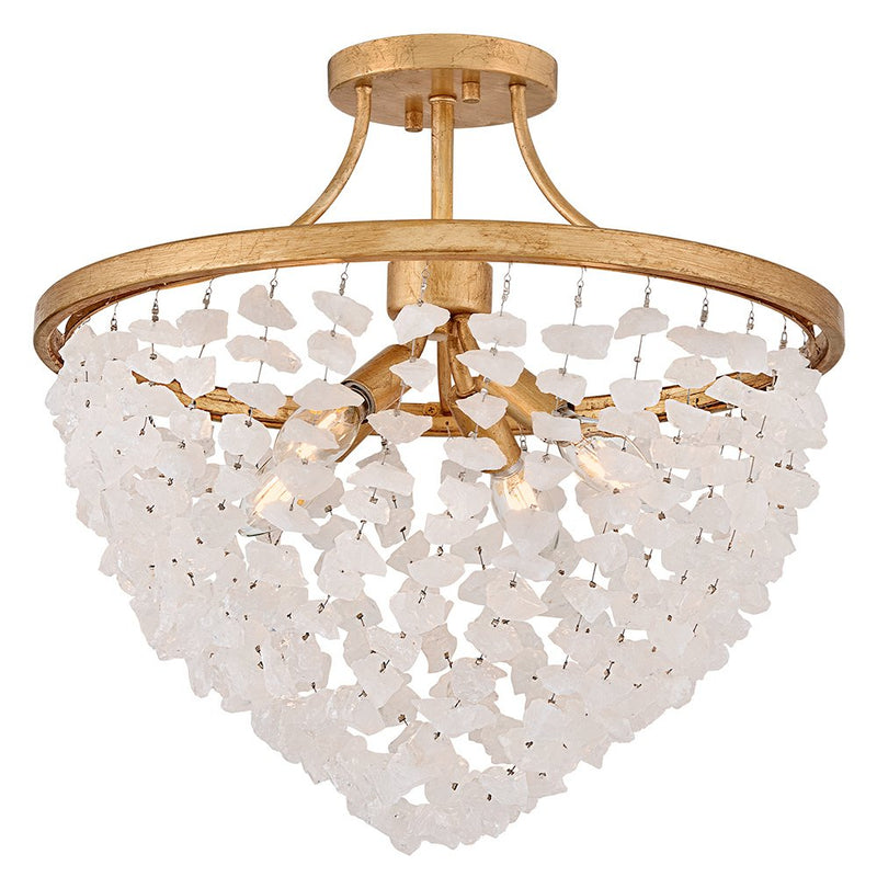 Myra 4-Light Semi-Flush Mount in Distressed Brass