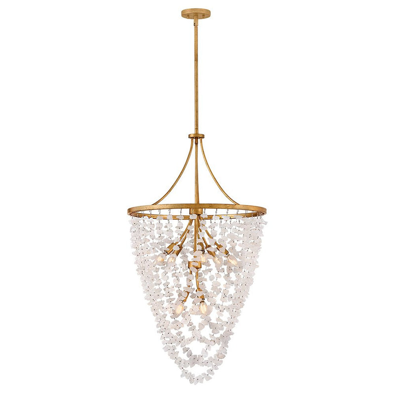 Myra 8-Light Tiered Pendant in Distressed Brass