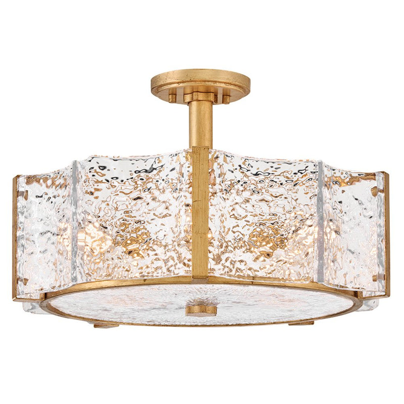 Florian 5-Light Semi-Flush Mount in Distressed Brass