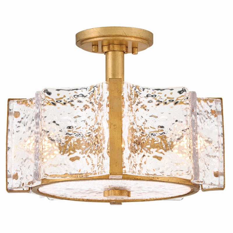 Florian 4-Light Semi-Flush Mount in Distressed Brass