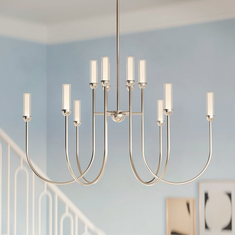 Moraine 12-Light 40" Chandelier in Polished Nickel