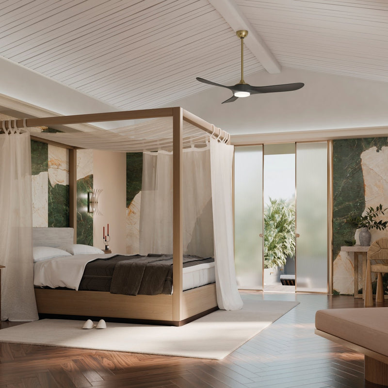 Mylo 60" Outdoor Ceiling Fan with Light in Champagne Bronze