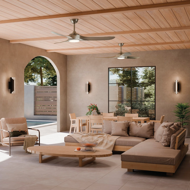 Mylo 60" Wet-Rated Outdoor Ceiling Fan with Light in Painted Brushed Nickel