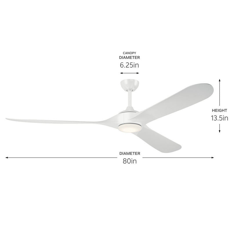 Mylo 80" Wet-Rated Outdoor Ceiling Fan with Light in White