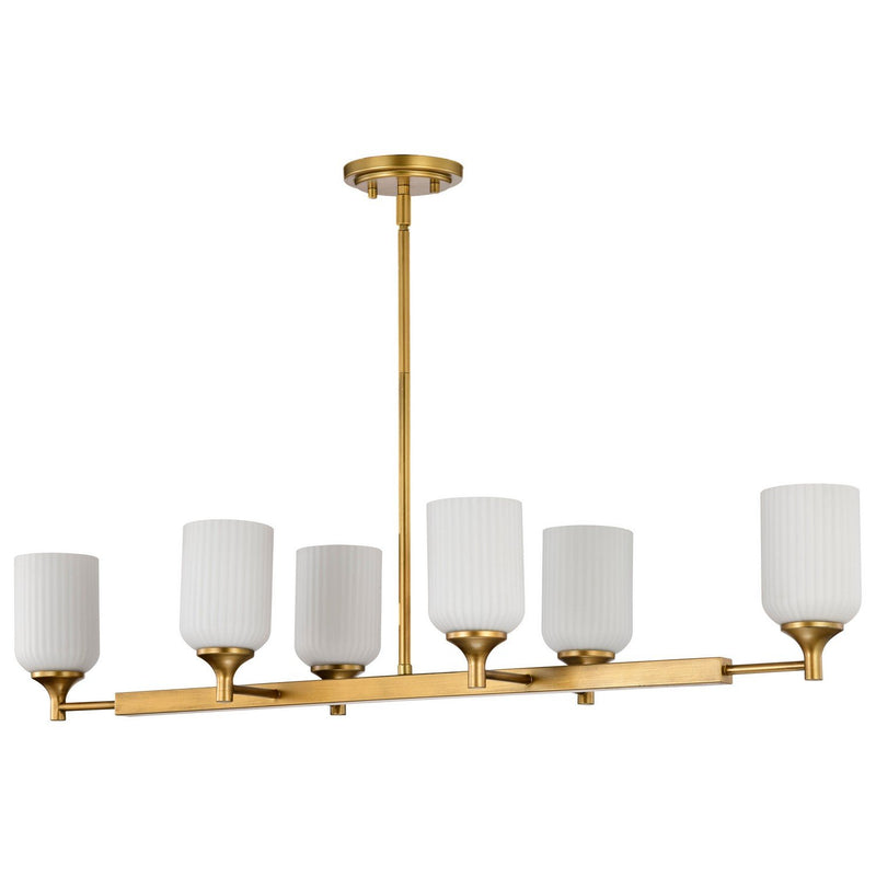Solara 6-Light Linear Pendant in Natural Brass