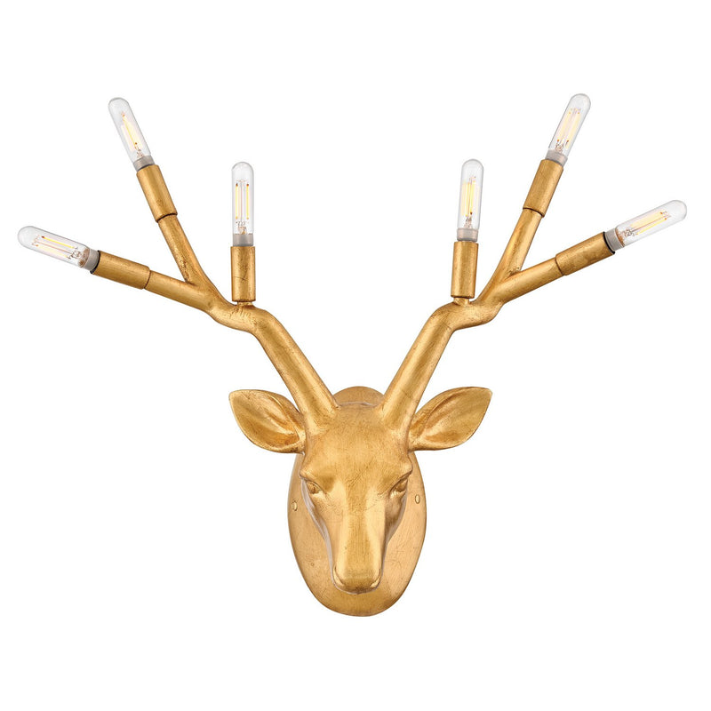 Stag 6-Light Wall Sconce in Distressed Brass