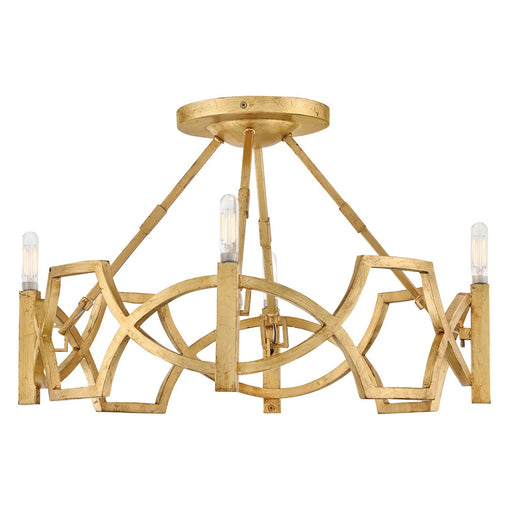 Leona 4-Light Semi-Flush Mount in Distressed Brass