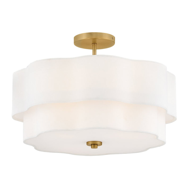 Gwen 4-Light Semi-Flush Mount in Lacquered Brass