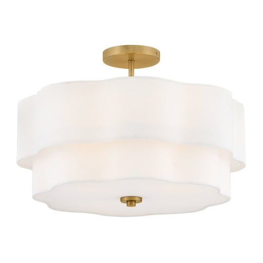 Gwen 4-Light Semi-Flush Mount in Lacquered Brass
