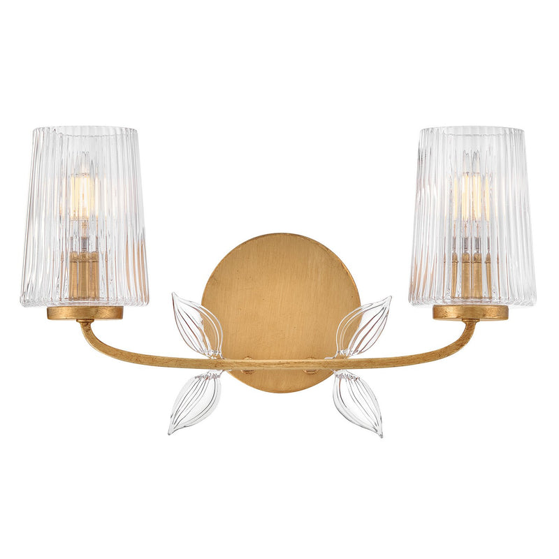 Aliso 2-Light Bath Vanity Light in Distressed Brass