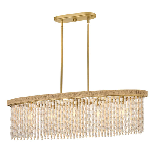 Indra 5-Light Linear Pendant in Lacquered Brass