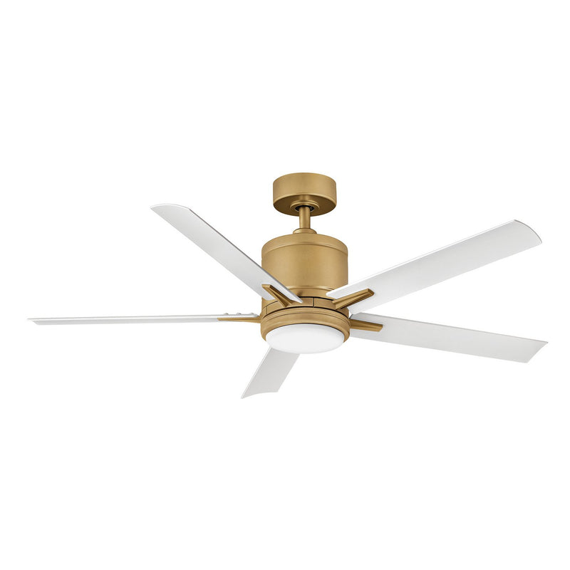 Vail 52" Outdoor Smart Ceiling Fan with Light in Heritage Brass / Matte White