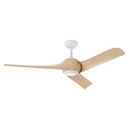 Tiburon 56" Outdoor Smart Ceiling Fan with Light in Matte White / Natural