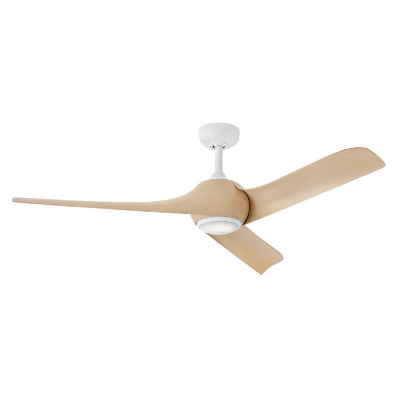 Tiburon 56" Outdoor Smart Ceiling Fan with Light in Matte White / Natural