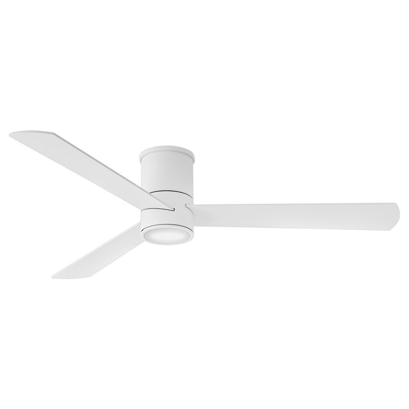 Speck Flush 52" Outdoor Smart Ceiling Fan with Light in Matte White / Matte White/bleached Ashwood
