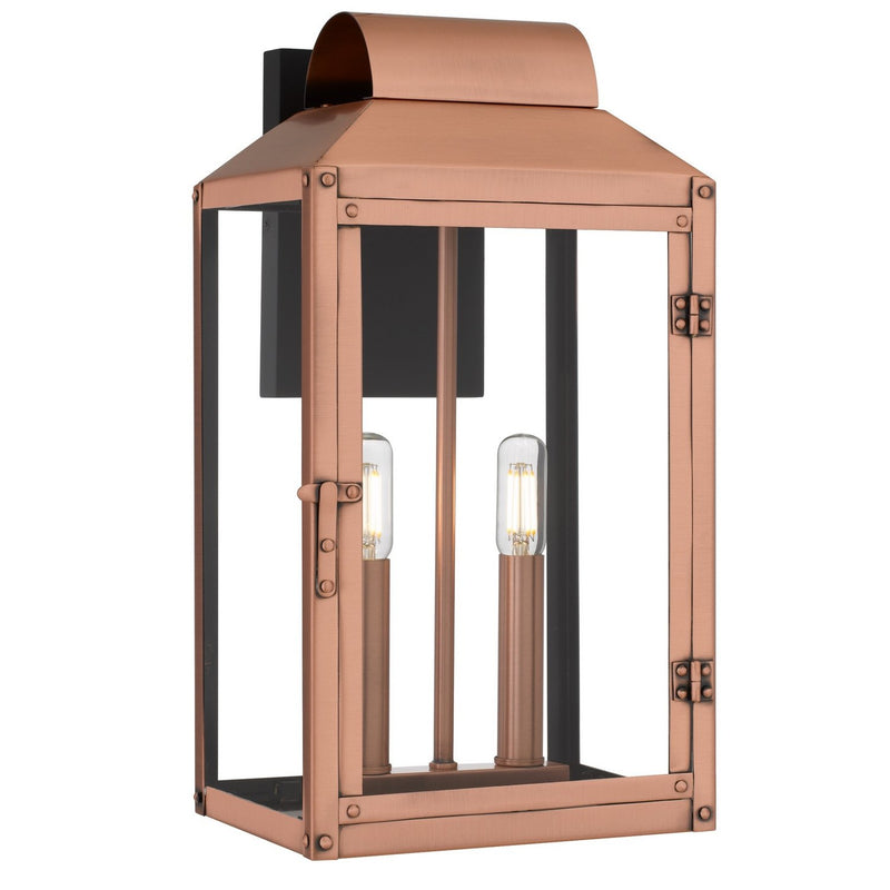 Beryn 2-Light Outdoor Wall Lantern in Aged Copper