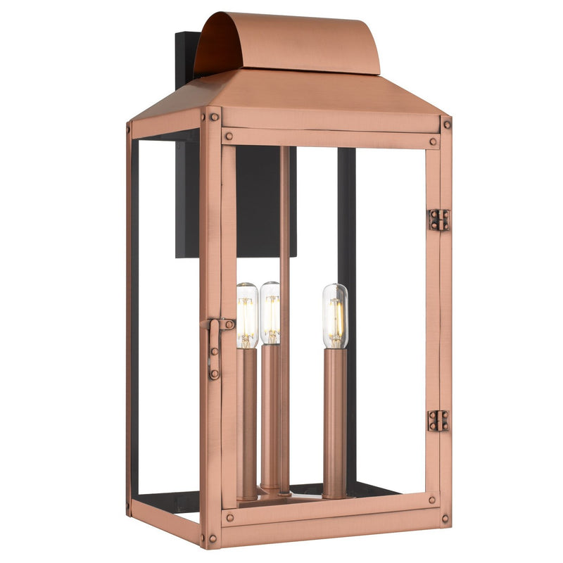 Beryn 3-Light Outdoor Wall Lantern in Aged Copper