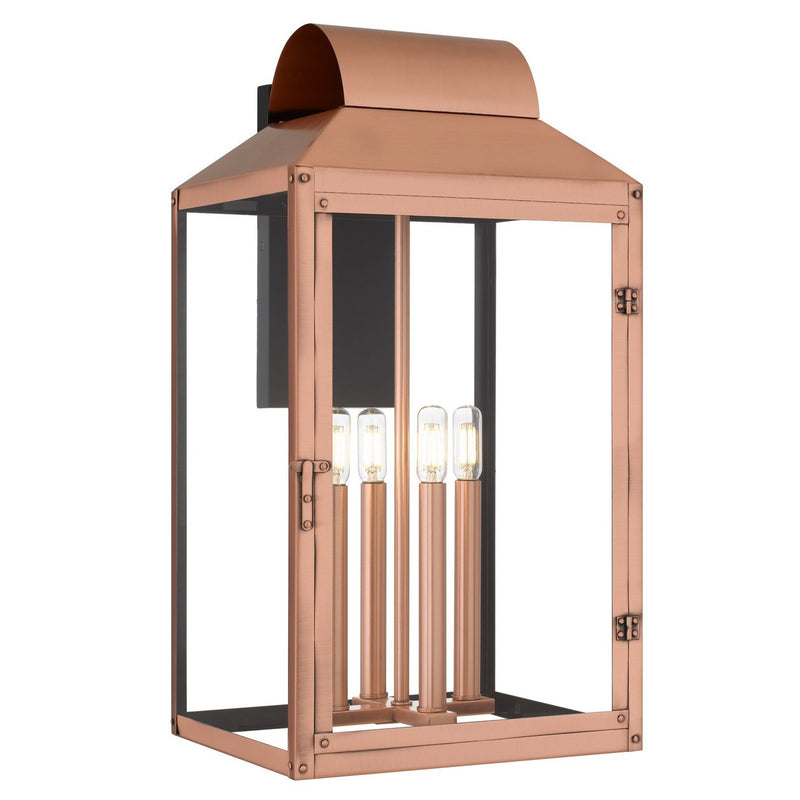 Beryn 4-Light Outdoor Wall Lantern in Aged Copper