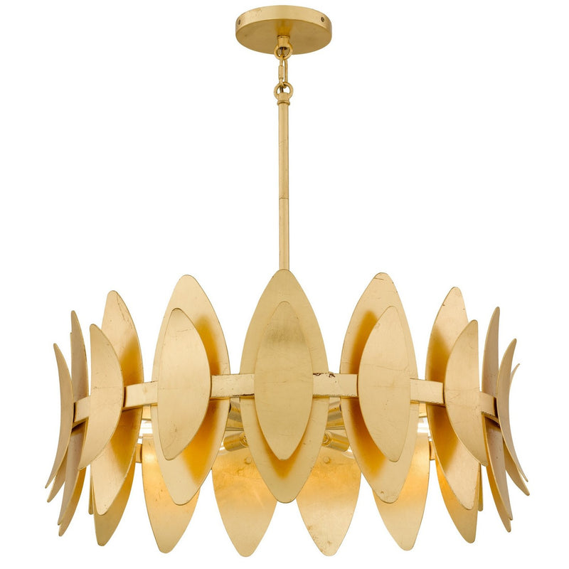 Hayley 6-Light 27.5" Pendant in Gold Leaf