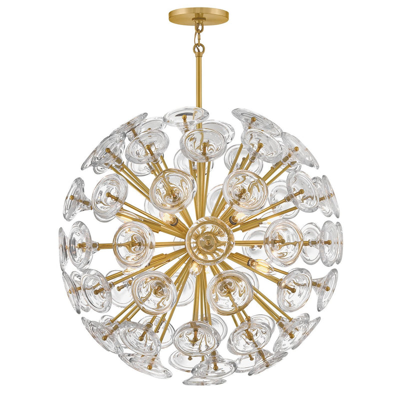 Maya 12-Light Chandelier in Unlacquered Brass