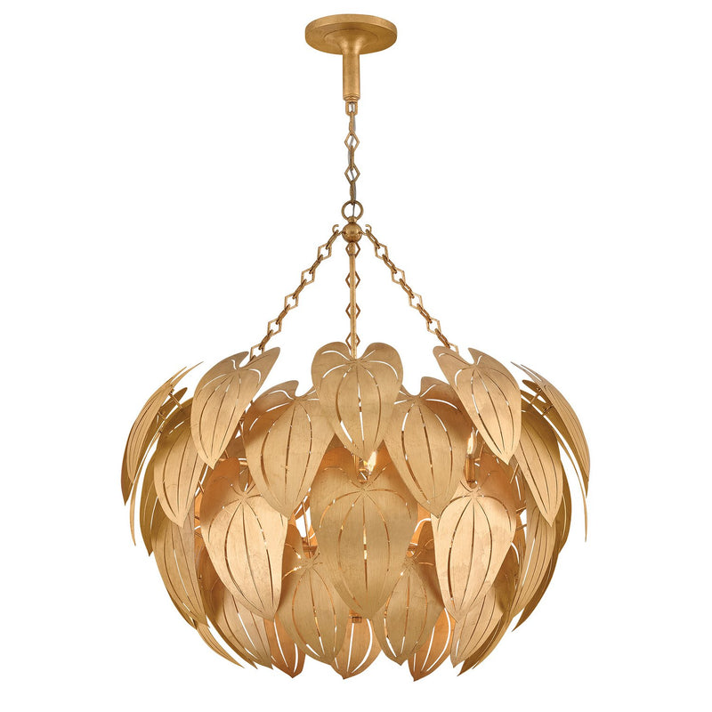 Camille 10-Light Pendant in Distressed Brass