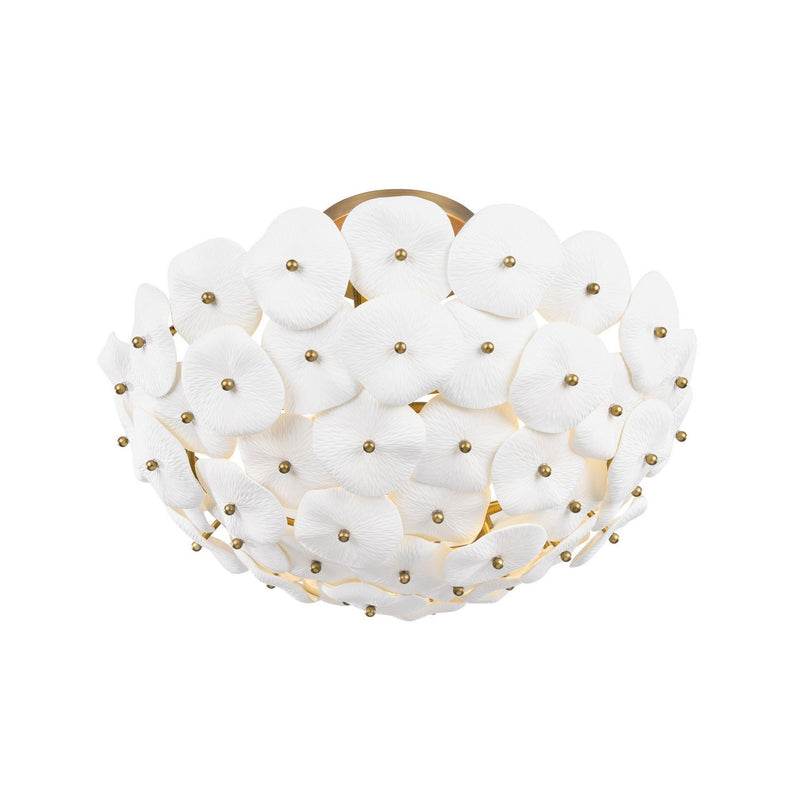Coastlyn 3-Light Semi-Flush Mount in Legacy Brass