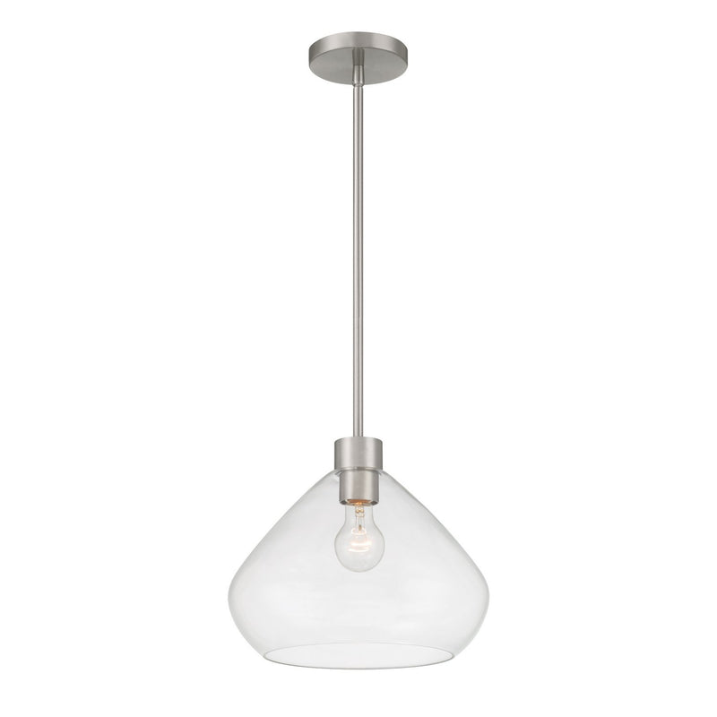 Elaris Clear Glass Pendant in Brushed Nickel