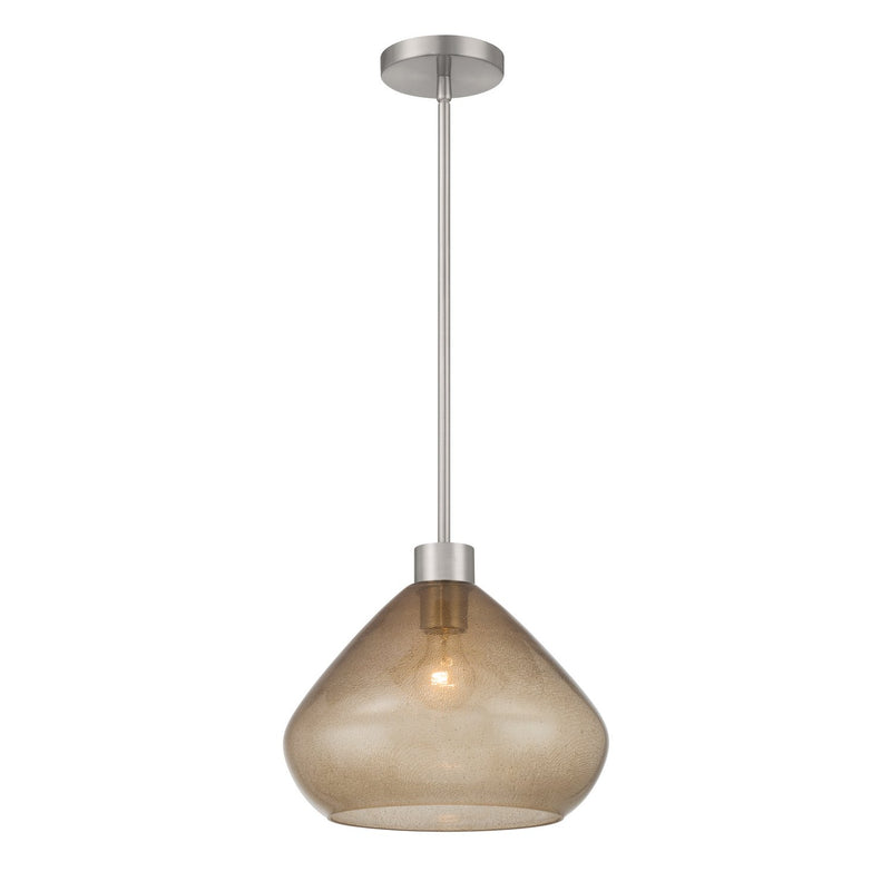Elaris Brown Bubble Glass Pendant in Brushed Nickel
