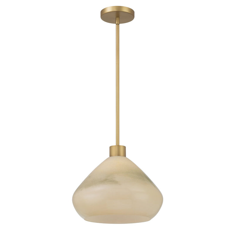 Elaris Green Ombre Glass Pendant in Legacy Brass