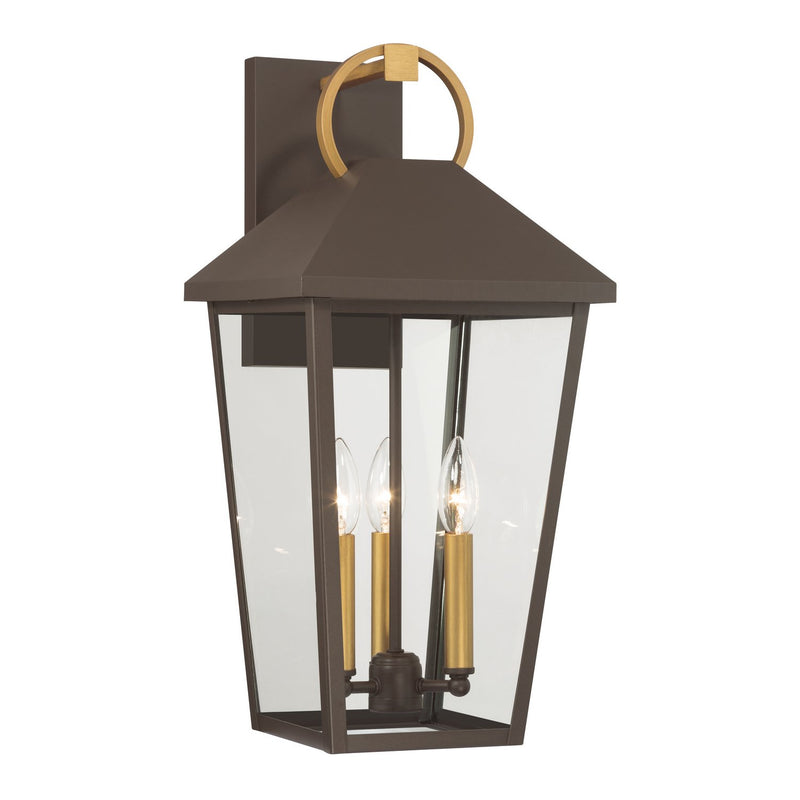 Bayra 3-Light Outdoor Wall Lantern in Painted Legacy Brass