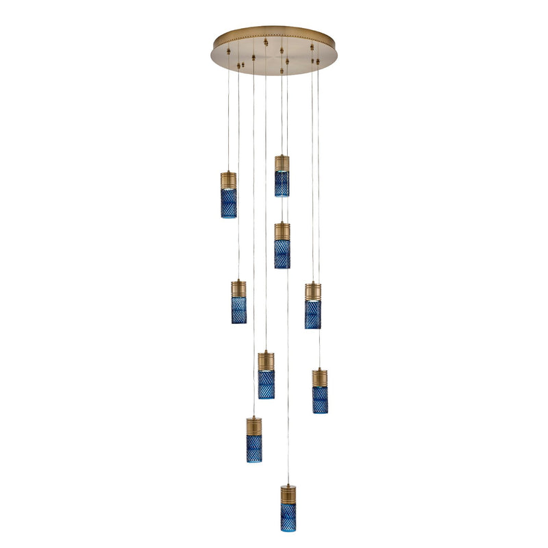 Kiriko 9-Light LED Pendant in Winter Brass