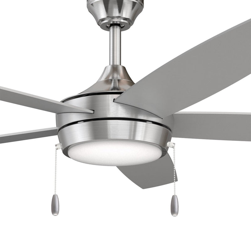 Nolyn V 52" Ceiling Fan with Light in Brushed Nickel