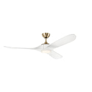 Mylo 60" Outdoor Ceiling Fan with Light in Champagne Bronze with Matte White Blades