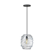 Audra Clear Textured Glass Pendant in Nightshade Black