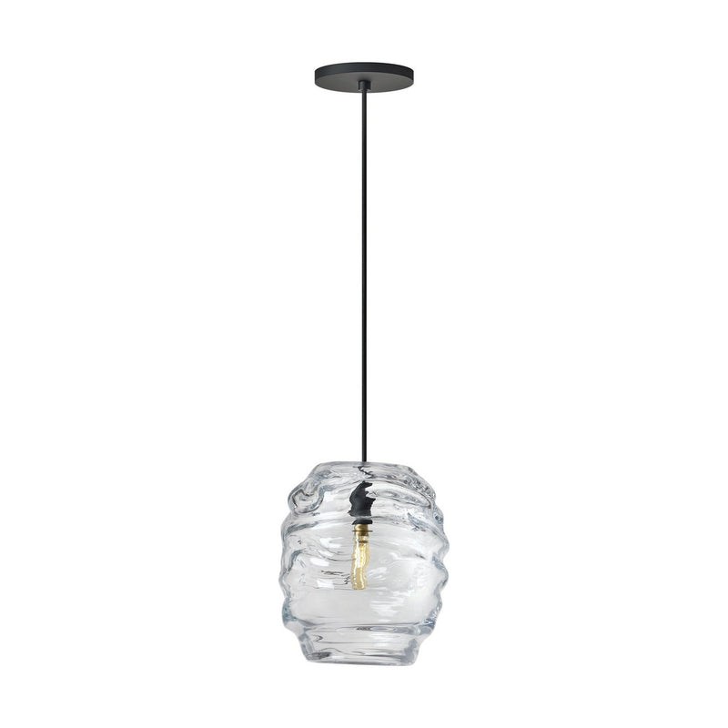 Audra Clear Textured Glass Pendant in Nightshade Black
