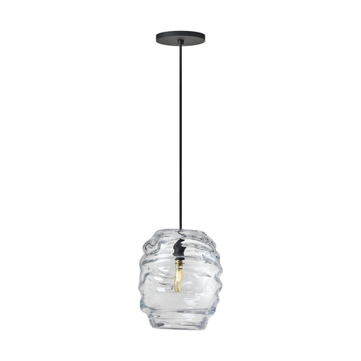 Audra Clear Textured Glass Pendant in Nightshade Black