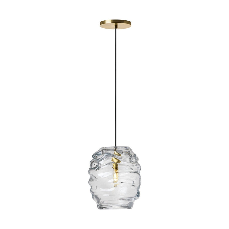 Audra Clear Textured Glass Pendant in Hand-Rubbed Antique Brass